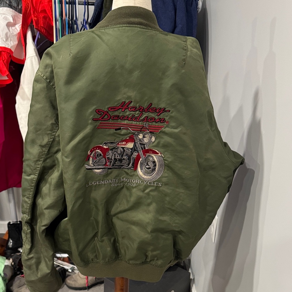 Harley Davidson Men's Green Bomber Jacket - Picture 9 of 13